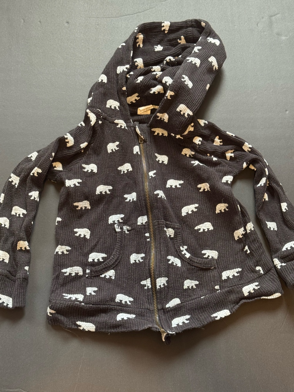 kate quinn Navy Waffle Hoodie with Polar Bear Pattern